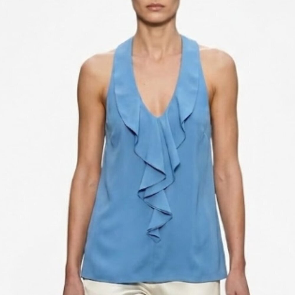 Reiss Blue Ruffle Racerback Tunic Top – Size 6